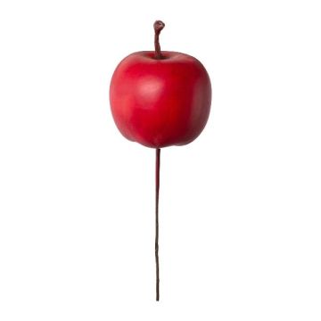 Fruit décoratif Pomme NIPON avec une tige, 6 pièces, rouge mat, 3,5cm