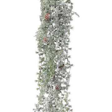Suspension décorative Mélèze WODRI, piquet, pommes de pin, givré, blanc-vert, 125cm Suspension décorative Mélèze WODRI, piquet, pommes de pin, givré, blanc-vert, 125cm