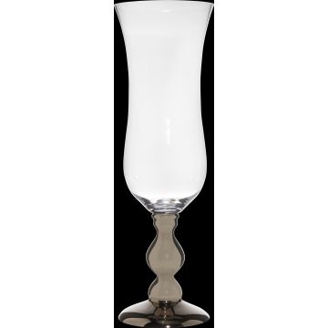 Grande verre à champagne PIYA sur pied, transparent-argenté, 90cm, Ø29cm