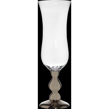 Grande verre à champagne PIYA sur pied, transparent-argenté, 117cm, Ø39cm