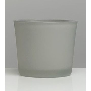 Bougeoir en verre ALENA FROST, gris mat, 9cm, Ø10cm