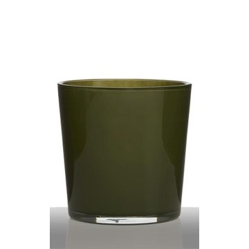 Pot de fleur en verre ALENA, vert foncé, 19 cm, Ø 19 cm