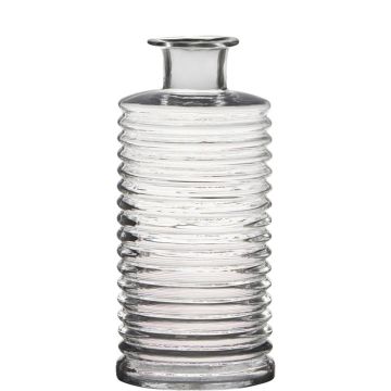 Vase bouteille en verre STUART avec rainures, transparent, 31cm, Ø14,5cm
