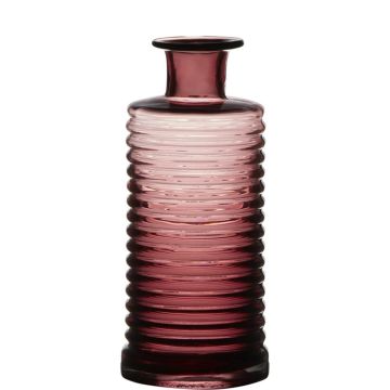 Vase bouteille en verre STUART avec rainures, rose fuchsia-transparent, 21,5cm, Ø9,5cm Vase bouteille en verre STUART avec rainures, rose fuchsia-transparent, 21,5cm, Ø9,5cm