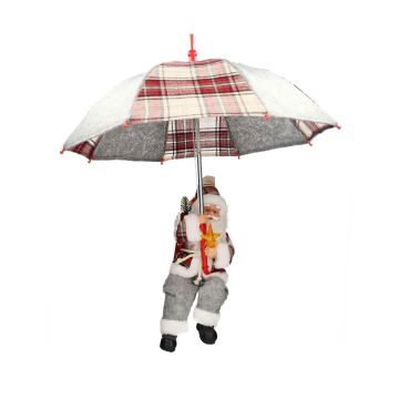 suspendu Père Noël Noël SISSON avec Schirm, LEDs, gris-rouge, 60cm, Ø50cm