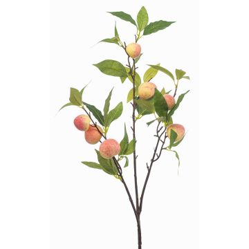 Branche artificielle de pêcher BLORIX avec fruits, couleur pêche, 85 cm