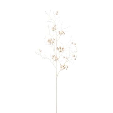 Branche artificielle de symphorines VORLEM, baies, blanc-or, 70cm
