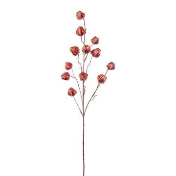 Branche artificielle Physalis FRILTE avec des fruits, rouge métallique, 90cm