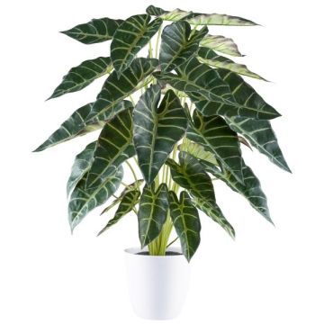 Alocasia Sanderiana artificiel PIVLA, cache-pot en mélamine, vert, 70cm Alocasia Sanderiana artificiel PIVLA, cache-pot en mélamine, vert, 70cm