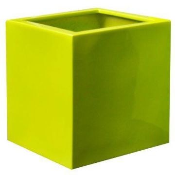 Pot de fleurs DILLY en fiberstone, brillant, vert citron, 50x50x50cm Pot de fleurs DILLY en fiberstone, brillant, vert citron, 50x50x50cm