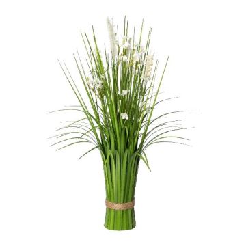 Composition florale artificielle herbe à lampe en bouquet JIRVO avec fleurs et panicules, blanche, 50cm Composition florale artificielle herbe à lampe en bouquet JIRVO avec fleurs et panicules, blanche, 50cm