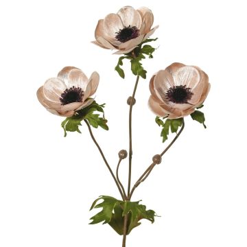 Branche d'anémone en velours WINFAS, rose pâle, 75 cm, Ø 9-11 cm