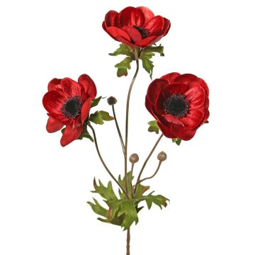 Branche d'anémone en velours WINFAS, rouge foncé, 75 cm, Ø 9-11 cm
