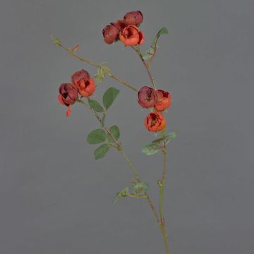 Branche de rose-chou artificielle LORRAINE, collection écologique, rouge-orange, 65cm, Ø2,5cm