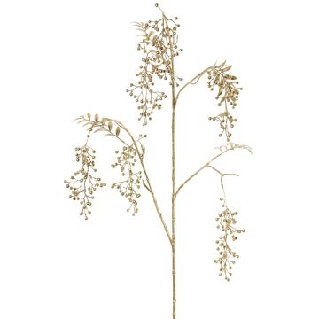 Branche artificielle de poivrier NELFHY avec baies, argent-or métallisé, 125 cm Branche artificielle de poivrier NELFHY avec baies, argent-or métallisé, 125 cm