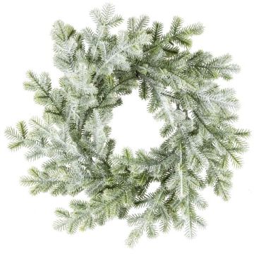 Couronne décorative d'if FUVRO, givré, blanc-vert, Ø28cm