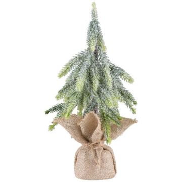 Arbre décoratif Épicéa URUM dans un sac en jute, givré, 35cm