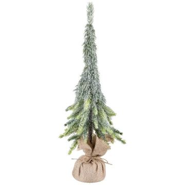 Arbre décoratif Épicéa URUM dans un sac en jute, givré, 55cm