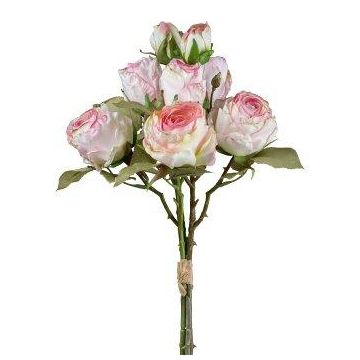 Bouquet artificiel de roses JARZO, rose-blanc, 55cm Bouquet artificiel de roses JARZO, rose-blanc, 55cm