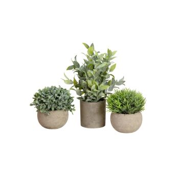 Faux arrangement LAVADA de buis, herbe ornementale, fragon petit-houx, pot décoratif, vert, 12-25cm Faux arrangement LAVADA de buis, herbe ornementale, fragon petit-houx, pot décoratif, vert, 12-25cm