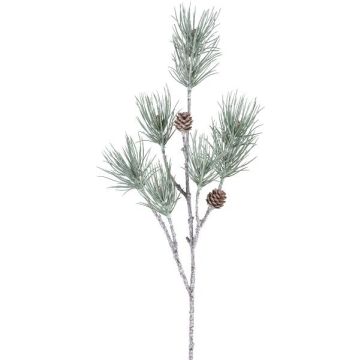 Branche artificielle Pin GRALTO avec des pommes de pin, givré, gris-vert, 70cm
