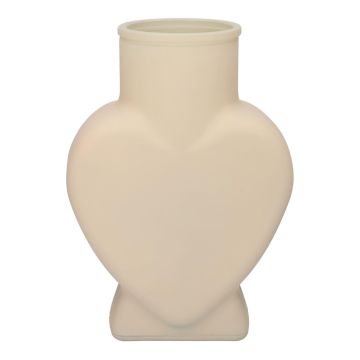 Vase à fleurs en verre FILIPA en forme de cœur, avec pied, couleur sable mat, 15,5 x 8 x 22 cm Vase à fleurs en verre FILIPA en forme de cœur, avec pied, couleur sable mat, 15,5 x 8 x 22 cm
