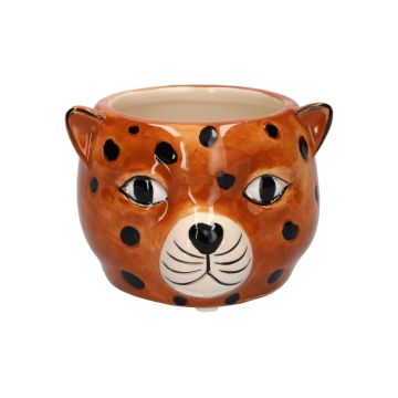 Pot de fleurs « Guépard KIRINA » en céramique, marron-noir, 9,7 x 9,4 x 6,5 cm