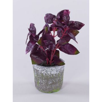 Plante artificielle basilic POLINDA dans un pot décoratif, rouge bordeaux, 26 cm