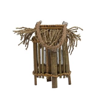 Panier Lanterne ZACHARIE en bambou, anse, insert en verre, beige, 24cm, Ø15cm Panier Lanterne ZACHARIE en bambou, anse, insert en verre, beige, 24cm, Ø15cm