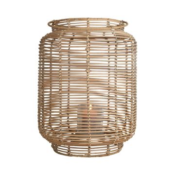 Lanterne en fibre naturelle AMBROSIA en rotin, anse, insert en verre, beige, 60cm, Ø32cm Lanterne en fibre naturelle AMBROSIA en rotin, anse, insert en verre, beige, 60cm, Ø32cm