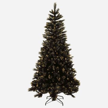 Sapin artificiel ASKER SPEED avec pommes de pin, LEDs, reflet doré, noir, 225cm, Ø120cm Sapin artificiel ASKER SPEED avec pommes de pin, LEDs, reflet doré, noir, 225cm, Ø120cm