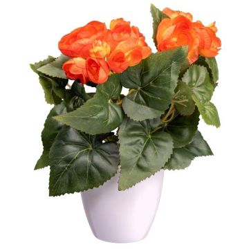 Fleur artificielle Bégonia SYLINA, pot décoratif blanc, orange, 25cm Fleur artificielle Bégonia SYLINA, pot décoratif blanc, orange, 25cm