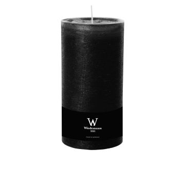 Bougie cylindrique AURORA, noire, 19cm, Ø10cm, 155h - Fabriquée en Allemagne