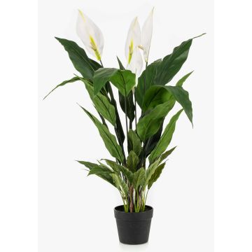 Plante artificielle à feuille unique RANIESO, pot décoratif, fleurs, blanc, 90 cm Plante artificielle à feuille unique RANIESO, pot décoratif, fleurs, blanc, 90 cm