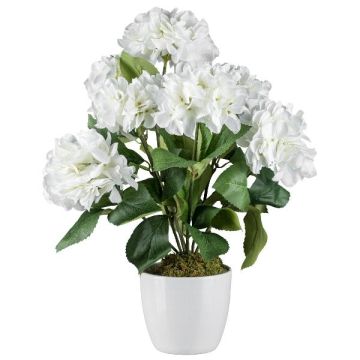 Fleur artificielle Hortensia VITROS en pot décoratif, blanc, 50cm