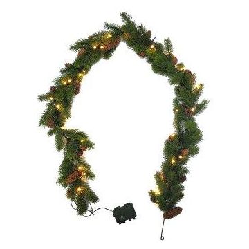 Guirlande décorative d'épicéa FLIK, pommes de pin, LEDs, boîte à piles, vert, 180cm Guirlande décorative d'épicéa FLIK, pommes de pin, LEDs, boîte à piles, vert, 180cm