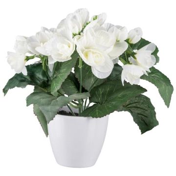 Fleur artificielle Bégonia TROVEN en pot décoratif, blanc, 24cm Fleur artificielle Bégonia TROVEN en pot décoratif, blanc, 24cm