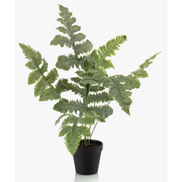 Plante artificielle : fougère à taches dorées EYMEN dans un pot décoratif, verte, 60 cm
