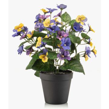 Pensée artificielle NORHA dans un pot décoratif, jaune-bleu-violet, 30 cm