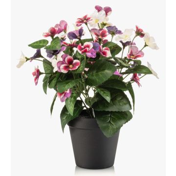 Pensée artificielle NORHA dans un pot décoratif, rose-violet-blanc, 30 cm