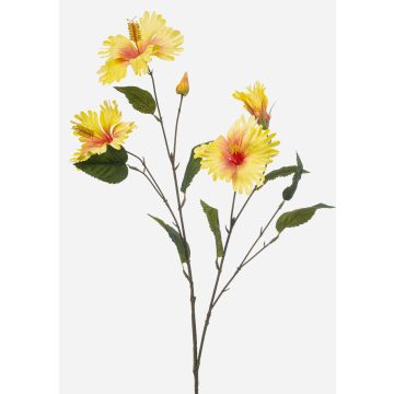 Branche décorative d'hibiscus TRUGEN avec fleurs, jaune-rose, 85 cm Branche décorative d'hibiscus TRUGEN avec fleurs, jaune-rose, 85 cm