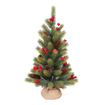 Sapin artificiel HANKA, pommes de pin, fruits, sac de jute, 60cm, Ø30cm