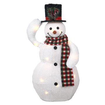 Bonhomme de neige déco COLWOOD avec fonction mouvement, LEDs, blanc-rouge-noir, 30cm