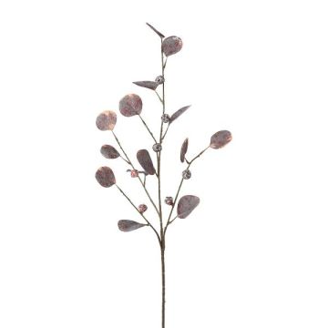 Branche artificielle d'eucalyptus TRAVON avec des fruits, aubergine, 75cm Branche artificielle d'eucalyptus TRAVON avec des fruits, aubergine, 75cm