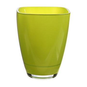 Vase à fleurs YULE, verre, vert pomme, 13,5x13,5x17cm Vase à fleurs YULE, verre, vert pomme, 13,5x13,5x17cm