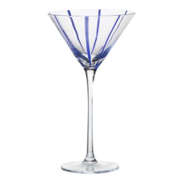 Verre à martini OCTAVIUS à rayures, bleu-transparent, 21cm, Ø12cm