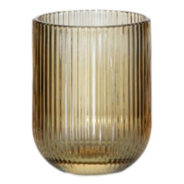 Verre à eau GENOVEFA à cannelures, ambre-transparent, 9,5cm, Ø7,5cm