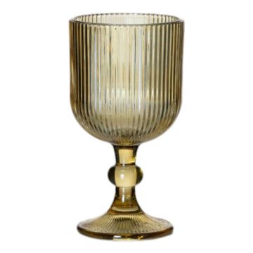 Verre à vin GENOVEFA à cannelures, ambre-transparent, 16cm, Ø9cm
