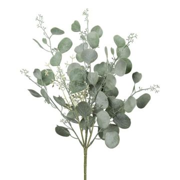 Plante artificielle Eucalyptus KLORHE, tige, fleurs, vert-gris, 40 cm