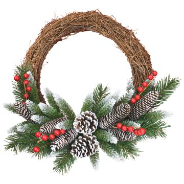 Couronne de sapin artificielle MARLIES, vert, enneigé, fruits, Ø40cm Couronne de sapin artificielle MARLIES, vert, enneigé, fruits, Ø40cm